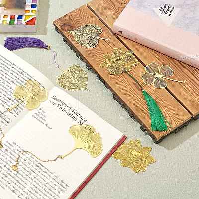 8Pcs 4 Style Brass Plant Bookmarks JX623A-1