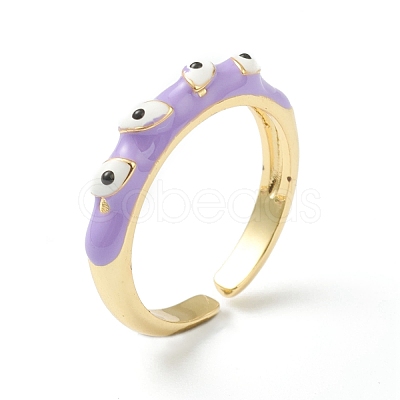 (Jewelry Parties Factory Sale)Brass Enamel Cuff Rings RJEW-O043-05-1