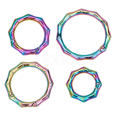 Gorgecraft 4Pcs 4 Styles Zinc Alloy Spring Gate Rings FIND-GF0004-17-1