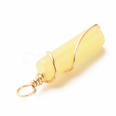 Natural Lemon Jade Pendants PALLOY-JF01453-08-1