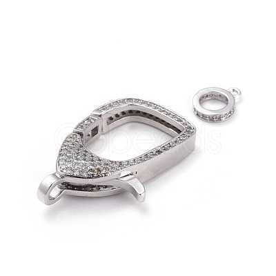 Brass Micro Pave Cubic Zirconia Lobster Claw Clasps ZIRC-F110-02D-P-1