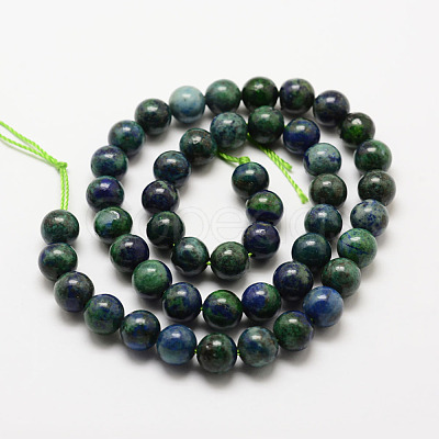 Natural Chrysocolla and Lapis Lazuli Beads Strands X-G-P281-03-8mm-1