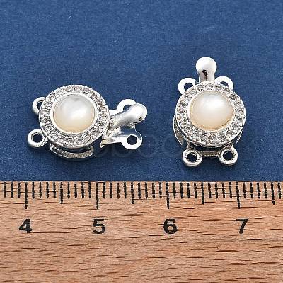 Brass Micro Pave Clear Cubic Zirconia Box Clasps KK-B125-04S-1