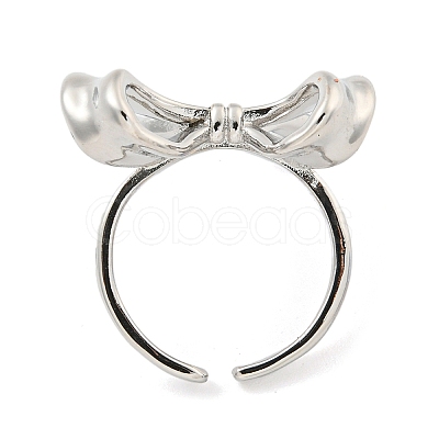 Bowknot Brass Cuff Rings RJEW-L113-015P-02-1