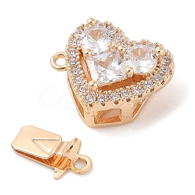 Brass Micro Pave Clear Cubic Zirconia Glass Box Clasps KK-S388-13G-01-1