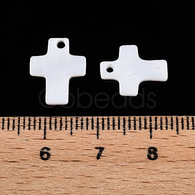 Natural Freshwater Shell Cross Charms SHEL-T020-07-1