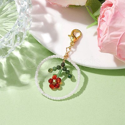 Ring Handmade Glass Seed Beads Pendant Decorations HJEW-MZ00067-02-1