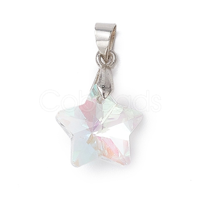 10Pcs Glass Pendants PALLOY-JF03119-01-1