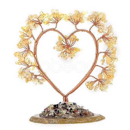 Natural Citrine Chips Heart Tree Decorations PW-WG86934-06-1