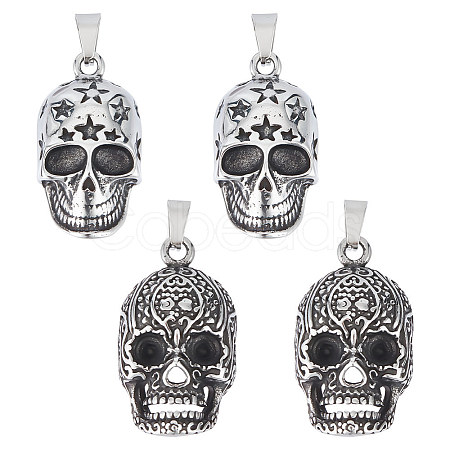 Unicraftale 4Pcs 2 Styles Titanium Steel Pendants STAS-UN0054-69-1