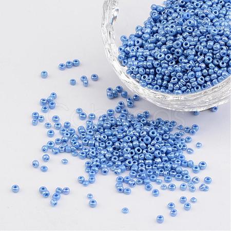 DIY Craft Beads 12/0 Opaque Colors Lustered Round Glass Seed Beads X-SEED-A012-2mm-123B-1