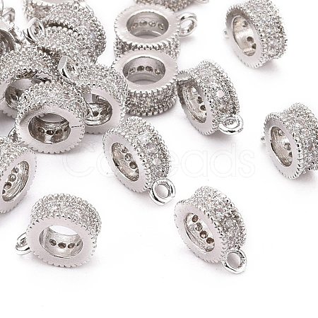 Rack Plating Brass Micro Pave Cubic Zirconia Tube Bails ZIRC-I012-05P-RS-1