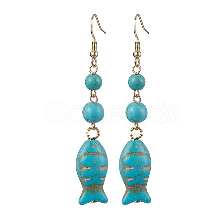 Synthetic Turquoise Dangle Earrings EJEW-JE05849-01-1