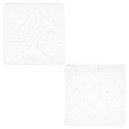 CHGCRAFT 2Sheets 2 Styles Plastic Drawing Painting Stencils Templates DIY-CA0001-87-1