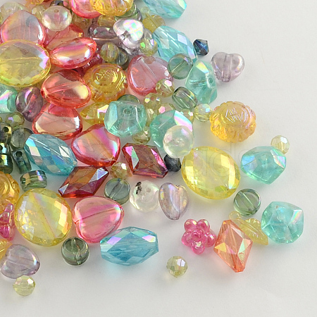 Mixed AB-Color Transparent Acrylic Beads X-MACR-R546-23-1