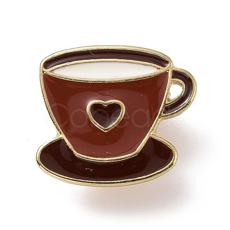 Coffee Cup with Heart Enamel Pin JEWB-G012-F03-1