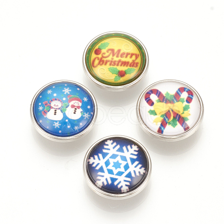 Christmas Pattern Brass Glass Snap Buttons X-SNAP-Q007-097P-M-1