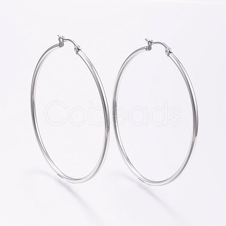 304 Stainless Steel Big Hoop Earrings X-EJEW-F105-04P-1