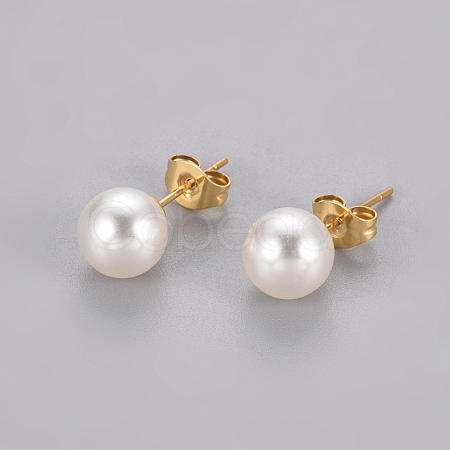 Plastic Imitation Pearl Stud Earrings STAS-D0001-03-G-1