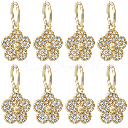 Beebeecraft 8Pcs Brass Micro Pave Clear Cubic Zirconia Charms ZIRC-BBC0002-33-1