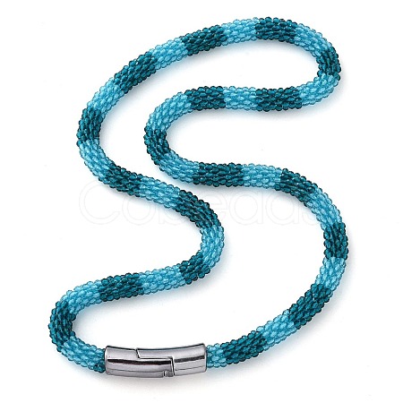 Glass Crochet Beaded Necklace NJEW-Z029-04G-1