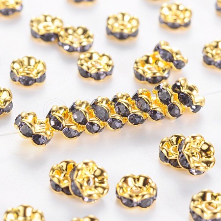 Brass Rhinestone Spacer Beads RB-A014-L5mm-18G-NF-1