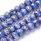 Handmade Gold Sand Lampwork Beads Strands, Inner Flower, Faceted Rondelle, Cornflower Blue, 11~12x8~9mm, Hole: 1.6~2mm, about 45pcs/strand, 17.3 inch