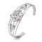 Non-Tarnish 304 Stainless Steel Hollow Open Cuff Bangles, Flower, 2-3/4~2-7/8 inch(6.9~7.3cm)x1-7/8 inch(4.7cm)