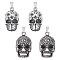 Unicraftale 4Pcs 2 Styles Titanium Steel Pendants, Skull Charm, Antique Silver, 36x19.5~20x10~10.5mm, Hole: 9x4mm, 2pcs/style