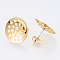 304 Stainless Steel Stud Earring Findings, with Sieve Base, Ear Nuts/Earring Backs, Golden, 16mm, Hole: 1mm, Pin: 0.8mm