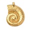 Ion Plating(IP) 304 Stainless Steel Pendants, Spiral Shell Charm, Golden, 44x34x5mm, Hole: 4mm