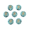 Synthetic Turquoise Beads, with Golden Tone Brass Slices, Flat Round with Constellations, Aquarius, 15x5mm, Hole: 1mm