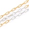 Two Tone 304 Stainless Steel Paperclip Chains, Drawn Elongated Cable Chains, Soldered, with Spool, Golden & Stainless Steel Color, 3x1.5x0.3mm, 32.8 Feet(10m)/roll