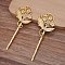 Ancient Style Brass with Iron Hair Bobby Pins Findings, Flower, Golden, 55mm, 50pcs/set