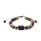 Natural Mixed Gemstone Braided Bead Bracelets, Glass Constellation Bracelet, Gemini, 7-1/4~7-1/2 inch(18.5~19cm)