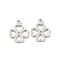 925 Sterling Silver Hollow Charms, Silver Color Plated, Clover, 10x8x1.7mm, Hole: 0.8mm, about 59pcs/10g