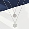 304 Stainless Steel Double Layered Necklaces, Polymer Clay Rhinestone Snowflake & Disc Pendant Necklaces for Women, Stainless Steel Color, Crystal, 16.34 inch(41.5cm)