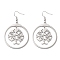 Non-Tarnish 304 Stainless Steel Dangle Earrings, Tree, Stainless Steel Color, 63x40mm