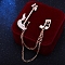 Guitar Musical Note Alloy Crystal Rhinestone Hanging Chain Brooch, Golden, 140x50x20mm