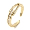 Brass Micro Pave Cubic Zirconia Rings for Women, Long-Lasting Plated, Golden, Adjustable