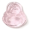 Glass Pendants, Figure of Buddha, Pink, 39x36x14mm, Hole: 1mm