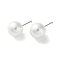 Imitation Pearl Stud Earrings, with 999 Sterling Silver Pins, Round, Platinum, 21x10mm