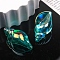 UV Plating Acrylic Beads, Shell Shapes, Teal, 38.2x21.8mm, Hole: 2.4mm