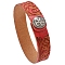 Branch Pattern Cowhide Cord Bracelets, with Alloy Button, Red, 8-5/8 inch(22cm)