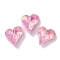 Glass Rhinestone Cabochons, Point Back & Back Plated, Faceted, Heart, Light Rose, 13x12x5mm