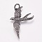 Brass Micro Pave Cubic Zirconia Bird Pendants, Swallow, Clear, Gunmetal, 25x18x2mm, Hole: 1mm