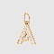 Stainless Steel Cubic Zirconia Pendants with Jump Rings, Real 14K Gold Plated, Long-Lasting Plated, Letter A, 8mm