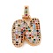 Brass Micro Pave Cubic Zirconia Pendants, Real 18K Gold Plated, Colorful, Letter N, 18.5~24x12.5~25.5x5~5.5mm, Hole: 5x3mm