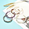 Nuggets Natural Mixed Gemstone Beads Bangle for Girl Women BJEW-JB06817-5
