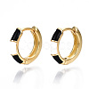 Brass Enamel Huggie Hoop Earrings X-EJEW-T014-10G-01-NF-1